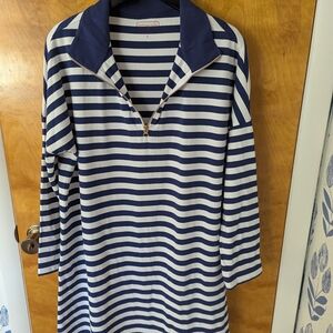 Duffield Lane Rugby Striped 1/4 Zip Shift Dress
